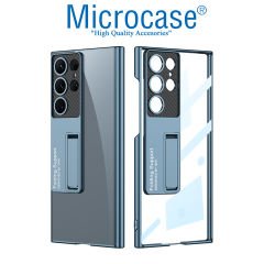 Microcase Samsung Galaxy S23 Ultra ile uyumlu Standlı Kristal Sert Plastik Kılıf - AL3564