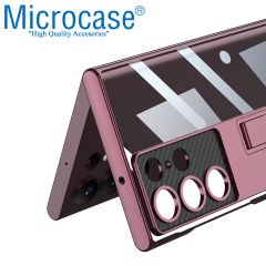 Microcase Samsung Galaxy S23 Ultra ile uyumlu Standlı Kristal Sert Plastik Kılıf - AL3564
