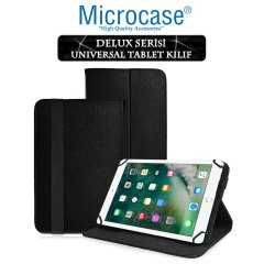 Microcase iPad 9.7 2017 Delüx Serisi Universal Standlı Deri Kılıf - Siyah + Ekran Koruma Filmi
