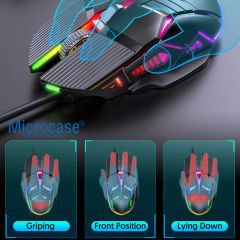 Microcase 3200 DPI Ergonomik Sessiz Kablolu RGB Işıklı Gaming Oyuncu Mouse - AL4929