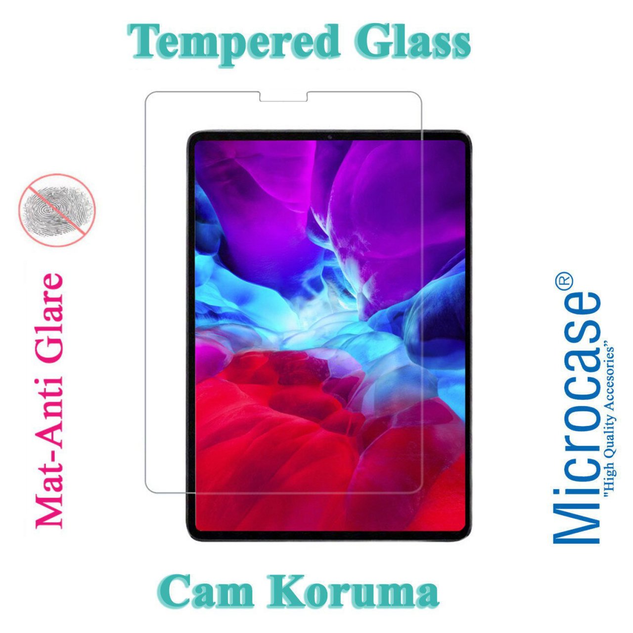 Microcase iPad Pro 12.9 2020 Tempered Glass Cam Koruma - MAT