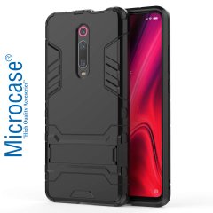 Microcase Xiaomi Redmi K20 Alfa Serisi Armor Standlı Perfect Koruma Kılıf + Tempered Glass Cam Koruma (SEÇENEKLİ)