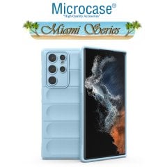 Microcase Samsung Galaxy S22 Ultra Miami Serisi Darbeye Dayanıklı Silikon Kılıf - Açık Mavi