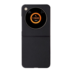 Microcase ZTE Nubia Flip 5G için Deri Desenli Plastik Koruma Kılıf - AL3156 Siyah