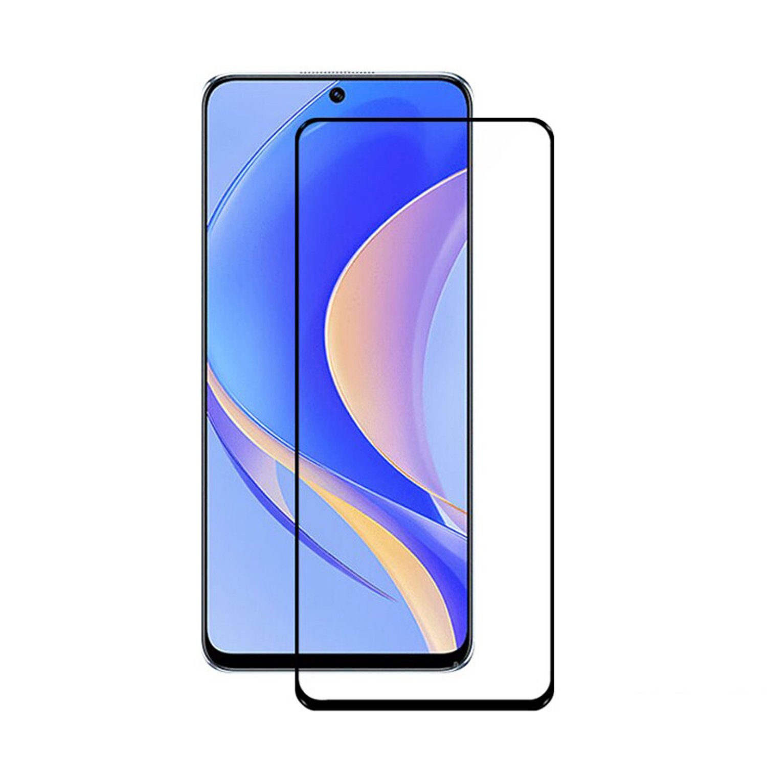 Microcase Huawei Nova Y90 Tam Kaplayan Çerçeveli Tempered Ekran Koruyucu - Siyah