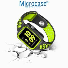 Microcase Apple Watch 7 45mm Armor Silikon Kılıf - Siyah-Yeşil KN06
