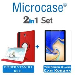 Samsung Galaxy Tab S4 10.5 T830 T835 360 Döner Stand Kılıf + Cam