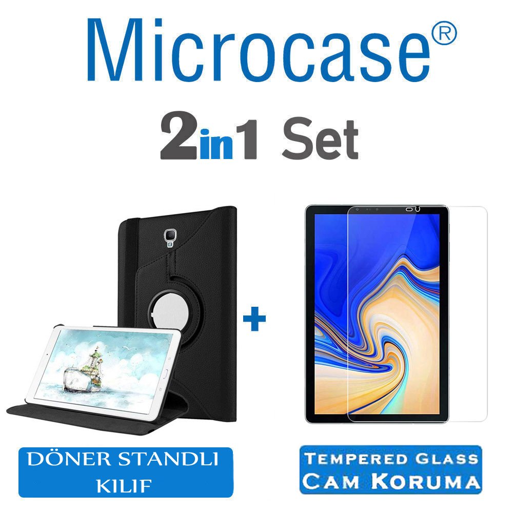 Samsung Galaxy Tab S4 10.5 T830 T835 360 Döner Stand Kılıf + Cam