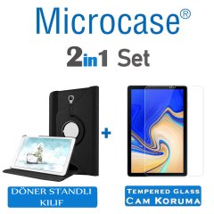 Samsung Galaxy Tab S4 10.5 T830 T835 360 Döner Stand Kılıf + Cam