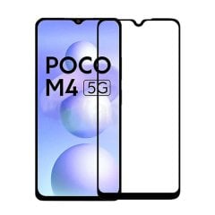 Microcase Xiaomi Poco M4 5G Tam Kaplayan Çerçeveli Tempered Ekran Koruyucu - Siyah