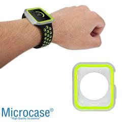 Microcase Apple Watch 7 45mm Armor Silikon Kılıf - Gri-Yeşil KN06