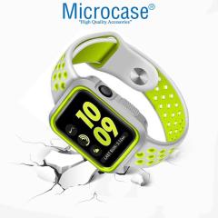Microcase Apple Watch 7 45mm Armor Silikon Kılıf - Gri-Yeşil KN06