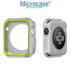 Microcase Apple Watch 7 45mm Armor Silikon Kılıf - Gri-Yeşil KN06