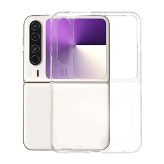 Microcase Huawei Pura X ile Uyumlu Sert Kristal Kapaklı Kılıf Şeffaf- AL3157