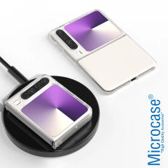 Microcase Huawei Pura X ile Uyumlu Sert Kristal Kapaklı Kılıf Şeffaf- AL3157