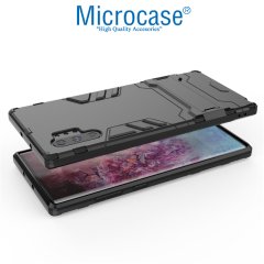Microcase Samsung Galaxy Note 10 Plus Alfa Serisi Armor Standlı Perfect Koruma Kılıf - Siyah