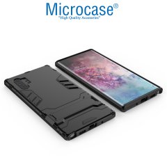 Microcase Samsung Galaxy Note 10 Plus Alfa Serisi Armor Standlı Perfect Koruma Kılıf - Siyah