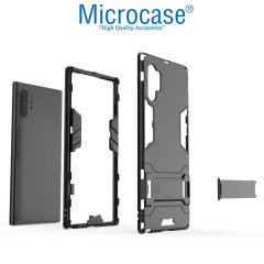 Microcase Samsung Galaxy Note 10 Plus Alfa Serisi Armor Standlı Perfect Koruma Kılıf - Siyah