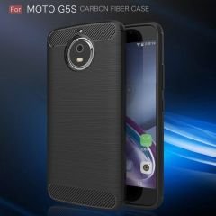 Motorola MOTO G5S Brushed Carbon Fiber Silikon TPU Kılıf + Cam