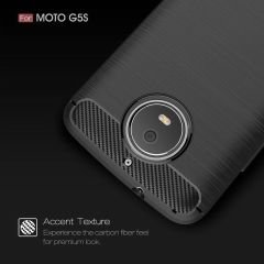Motorola MOTO G5S Brushed Carbon Fiber Silikon TPU Kılıf + Cam