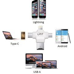 iPhone + MicroUSB + Type-C TF Kart Okuyucu Reader