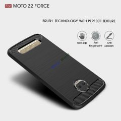 Motorola MOTO Z2 FORCE Brushed Carbon Fiber Silikon TPU Kılıf+Cam