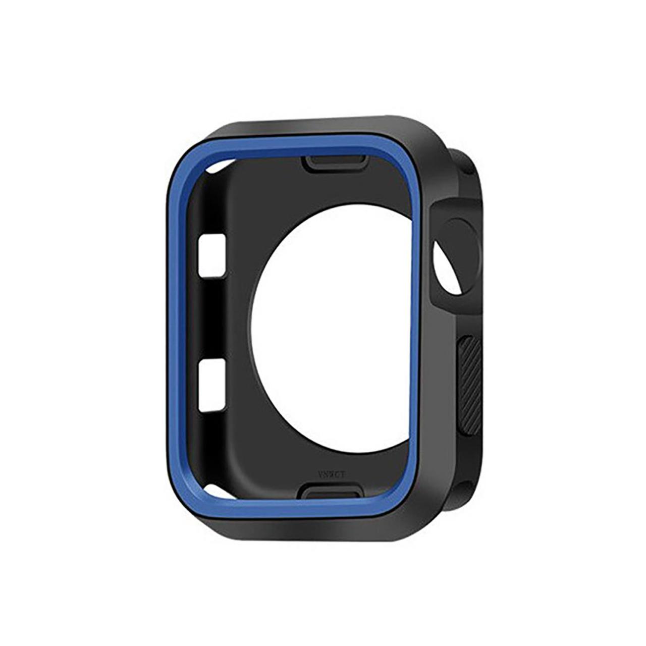 Microcase Apple Watch 7 45mm Armor Silikon Kılıf - Siyah-Mavi KN06