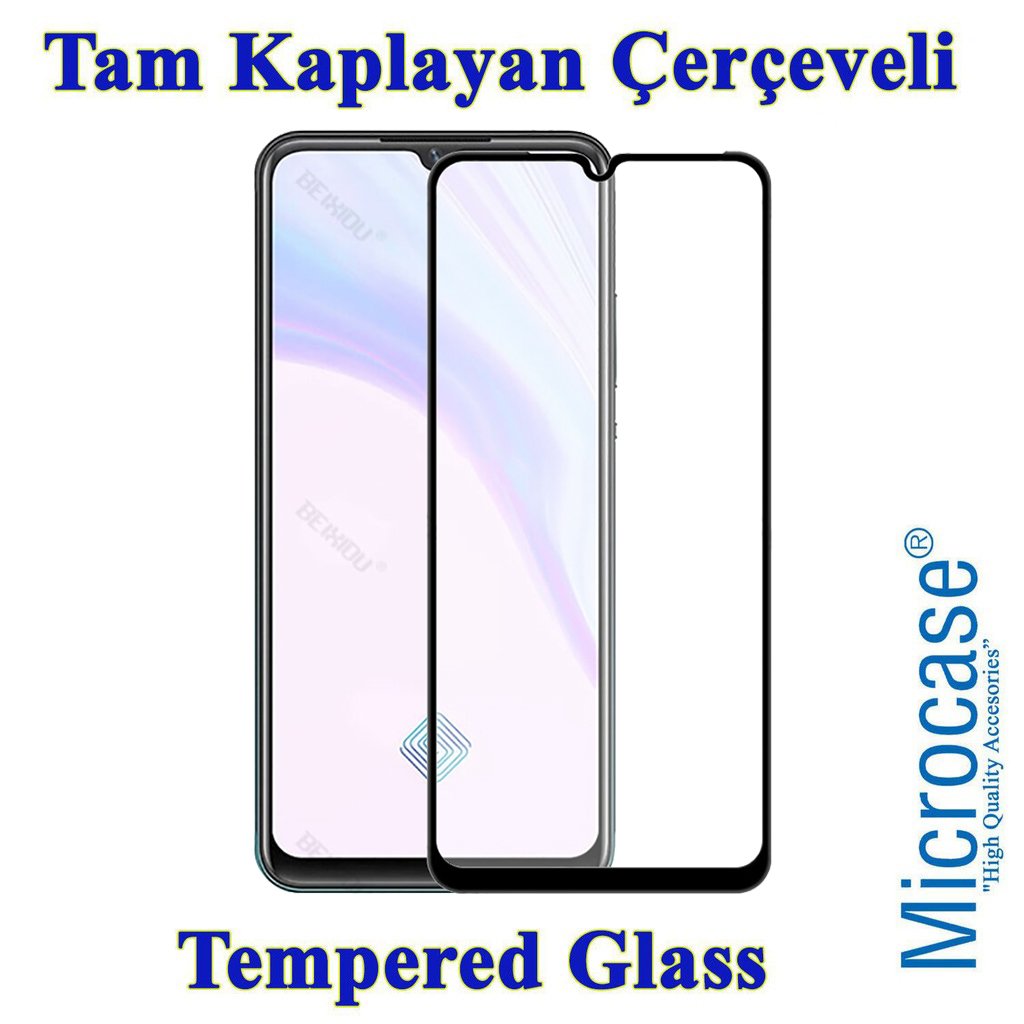 Microcase Vivo X50 Lite Tam Kaplayan Çerçeveli Cam -Siyah