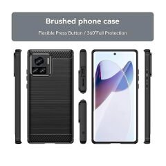 Microcase Xiaomi 13T / 13T Pro / K60 Ultra Brushed Carbon Fiber Silikon Kılıf - Siyah AL3332