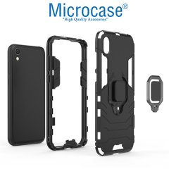 Microcase Huawei Honor 8S Batman Serisi Yüzük Standlı Armor Kılıf - Siyah