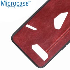 Microcase Asus ROG Phone 2 Deri Desenli Kılıf - Kırmızı