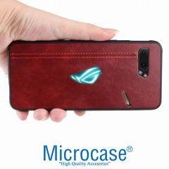 Microcase Asus ROG Phone 2 Deri Desenli Kılıf - Kırmızı