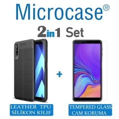 Samsung Galaxy A7 2018 Leather Tpu Silikon Kılıf + Ekran Koruma