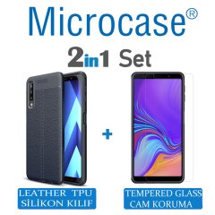Samsung Galaxy A7 2018 Leather Tpu Silikon Kılıf + Ekran Koruma