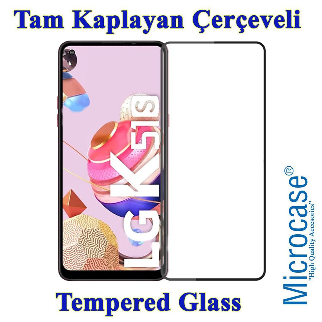 Microcase LG K41s / K51s Tam Kaplayan Çerçeveli Cam -Siyah