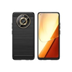 Microcase Realme 11 Pro 5G - Realme 11 Pro Plus 5G Brushed Carbon Fiber Silikon Kılıf - Siyah AL3332