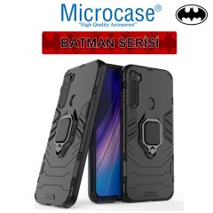 Microcase Xiaomi Redmi Note 8 Batman Serisi Yüzük Standlı Armor Kılıf - Siyah