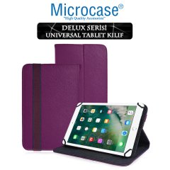 Microcase iPad 9.7 2017 Delüx Serisi Universal Standlı Deri Kılıf - Mor