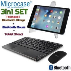 Microcase Huawei MatePad SE 4GB 128GB 10.4 inch için Touchpad Bluetooth Klavye 24 cm (TR Sticker) + Bluetooth Mouse + Stand - AL2766