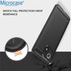 Microcase Xiaomi Mi 11 Lite Brushed Carbon Fiber Silikon Kılıf - Siyah