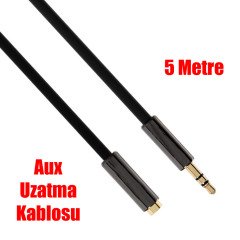 3.5 mm Dişi To 3.5 mm Erkek Aux Uzatma Kablosu 5 Metre