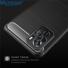 Microcase Xiaomi Redmi Note 10S Brushed Carbon Fiber Silikon Kılıf - Siyah