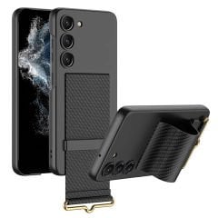 Microcase Samsung Galaxy S23 Parmak Tutuculu Kayış Askılı Plastik Kılıf - AL3565