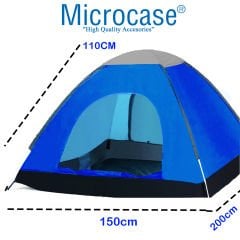 Microcase 3 Kişilik Manuel Yazlık Konforlu Kamp Çadırı 200x150x110cm Lacivert AL3893
