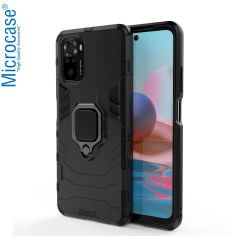 Microcase Xiaomi Redmi Note 10 Batman Serisi Yüzük Standlı Armor Kılıf - Siyah