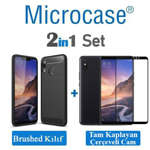 Microcase Xiaomi Mi Max 3 Brushed Silikon TPU Kılıf+Tam Kaplar