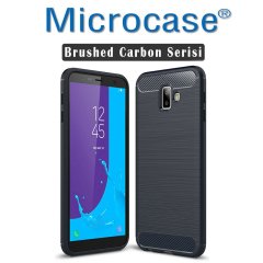 Samsung Galaxy J6 Plus Brushed Carbon Fiber Silikon Kılıf + CAM