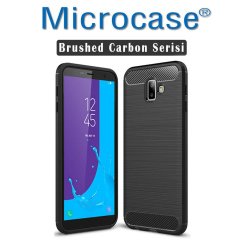 Samsung Galaxy J6 Plus Brushed Carbon Fiber Silikon Kılıf + CAM