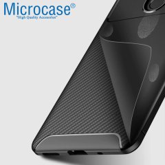 Microcase Huawei Y9 Prime 2019 Maxy Serisi Carbon Fiber Silikon Kılıf - Siyah + Tempered Glass Cam Koruma (SEÇENEKLİ) Tempered Glass İstemiyorum