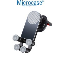 Microcase 4 Nokta Destekli Tasarım Araç İçi Kavramalı Izgarlıktan Telefon Tutucu - Siyah AL3781
